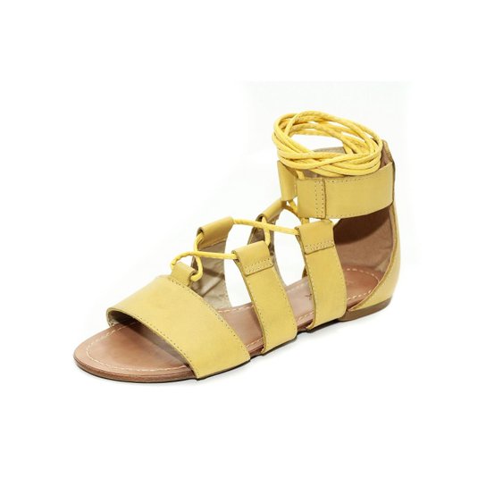 Sandália Gladiadora Top Franca Shoes Feminina - Amarelo