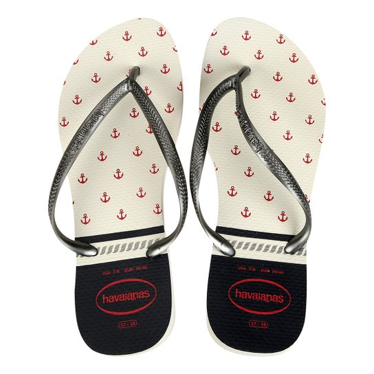 Sandália Havaianas Slim Nautical - Branco