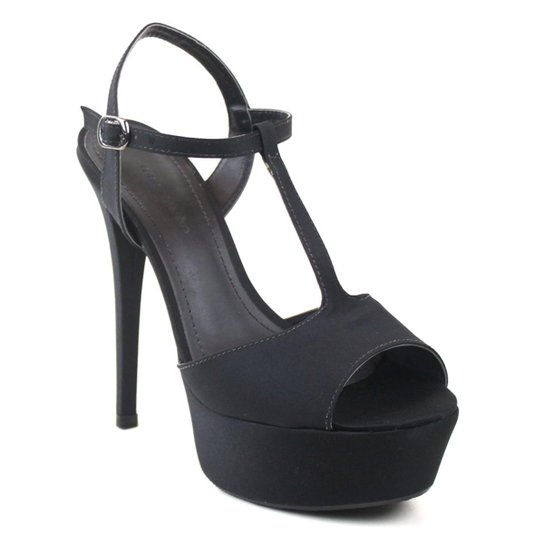 Sandália Meia Pata Cetim Emporionaka Feminina - Preto