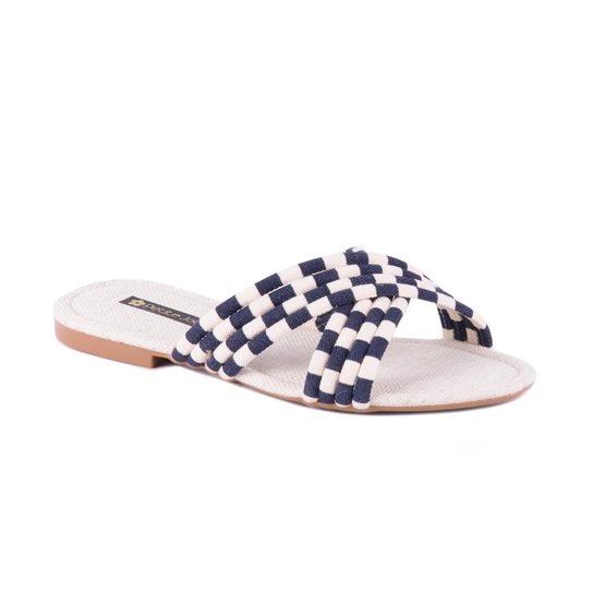 Sandalia Petite Jolie Rasteira Alça Corda Navy - Marinho