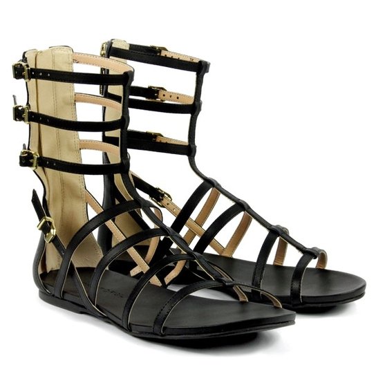 Sandália Rasteira Gladiadora Cristófoli 161345 - Preto