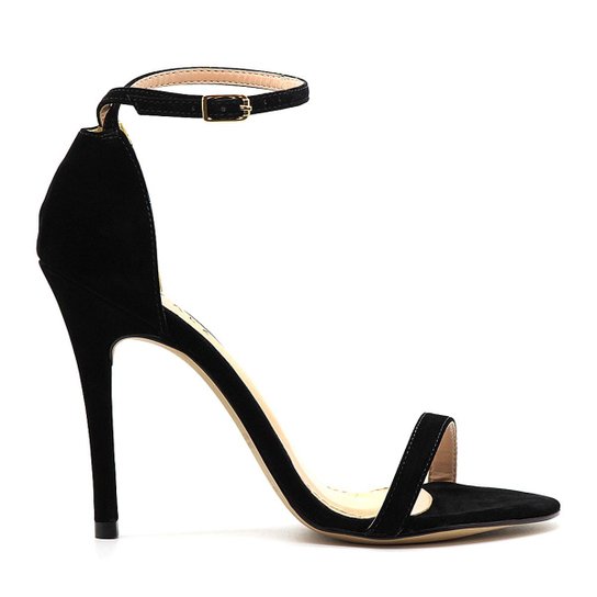 Sandália Royalz Nobuck Salto Alto Fino Tira Feminino - Preto