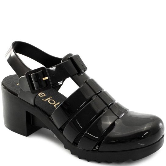 Sandália Salto Baixo Amora Petite Jolie Feminino - Preto