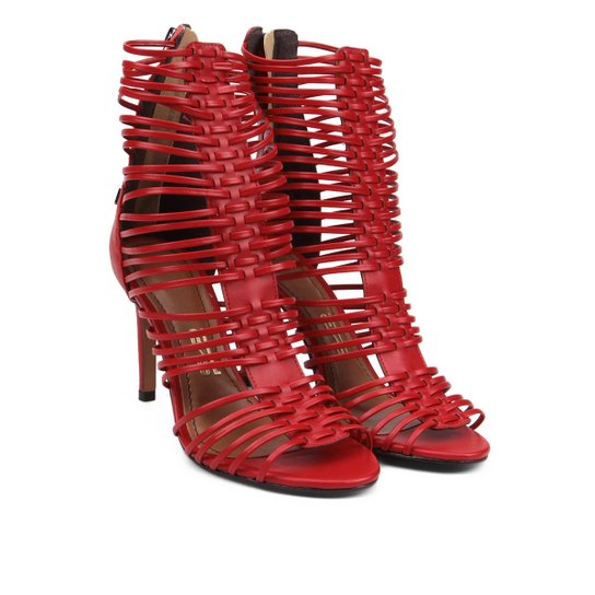 Sandália Santa Lolla Salto Fino Gladiadora Feminina - Vermelho