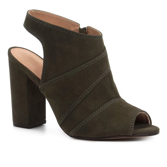 Sandália Shoestock Meia Pata Nobuck Feminina - Musgo