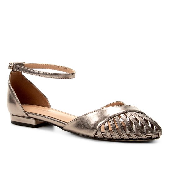 Sandália Shoestock Metalizada Feminina - Prata
