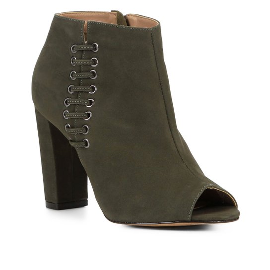 Sandália Shoestock Open Boot Nobuck Feminina - Verde