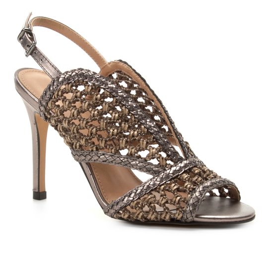 Sandália Shoestock Salto Fino Tressê Feminina - Prata