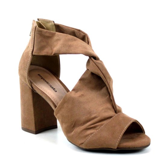 Sandália Suede Emporionaka Feminina - Caramelo