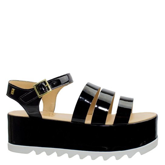 Sandália Tratorada Petite Jolie Verniz Power Pj2558 - Preto