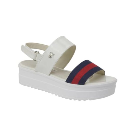Sandalia Via Marte Flatform Feminina - Branco+Vermelho