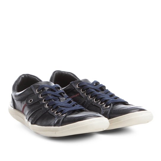 Sapatênis Couro Shoestock Ilhós Masculino - Marinho