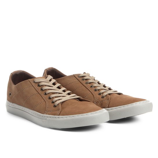Sapatênis Couro Shoestock Nobuck Color Masculino - Bege