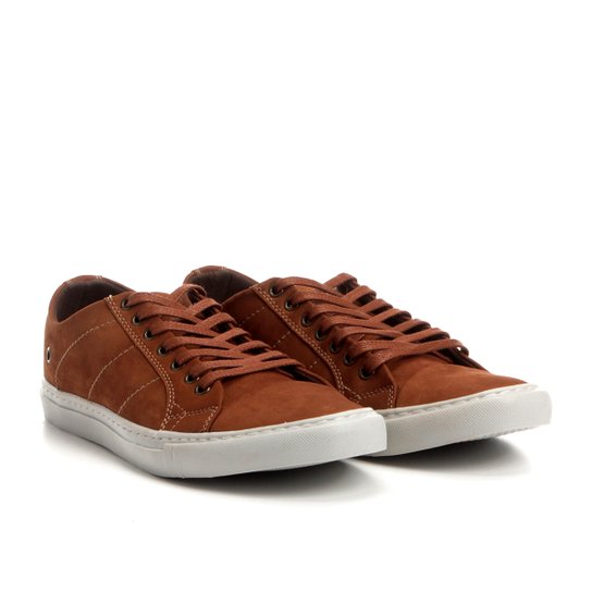 Sapatênis Couro Shoestock Nobuck Color Masculino - Caramelo