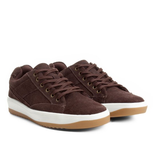 Sapatênis Couro Shoestock Recortes Masculino - Marrom