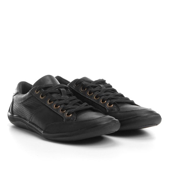Sapatênis Shoestock Couro Perfuros - Preto