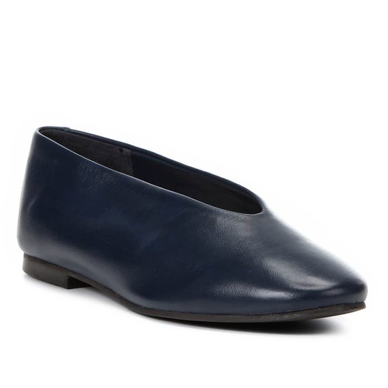 Sapatilha Couro Shoestock Confort Feminina - Marinho