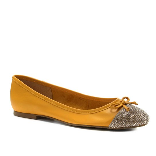Sapatilha Couro Shoestock Cristal Feminina - Mostarda
