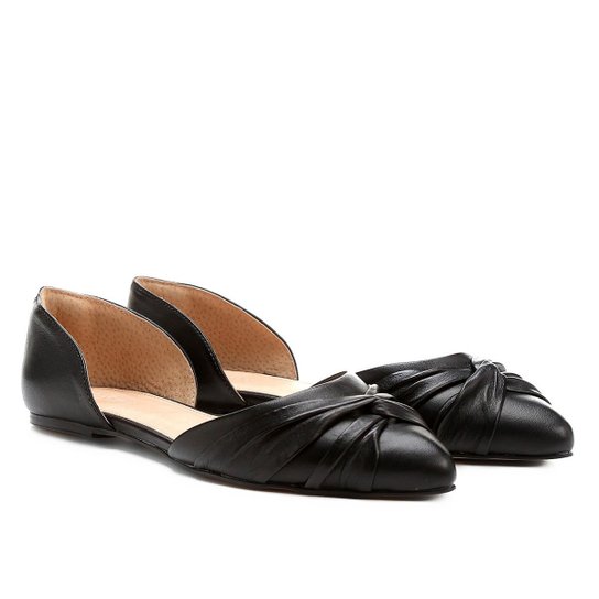 Sapatilha Couro Shoestock Nó Feminina - Preto