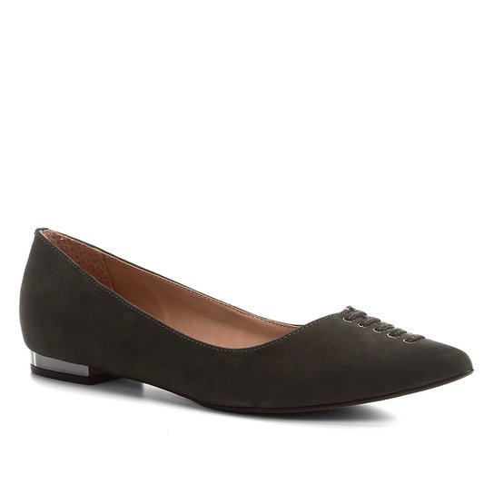 Sapatilha Couro Shoestock Nobuck Lace Feminina - Verde