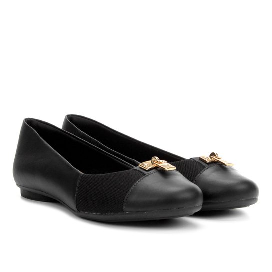 Sapatilha Couro Usaflex Fivela Joanete Feminina - Preto
