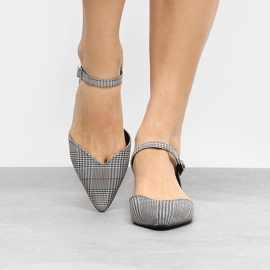 Sapatilha Drezzup Xadrez Principe de Gales Feminina - Cinza+Preto