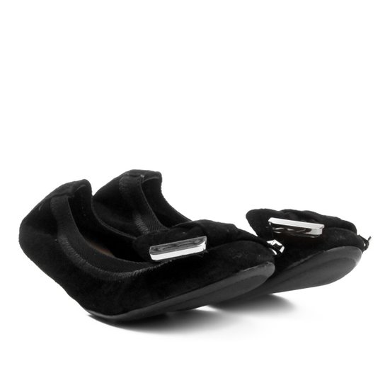 Sapatilha Infantil Couro Shoestock Elástico Camurça - Preto