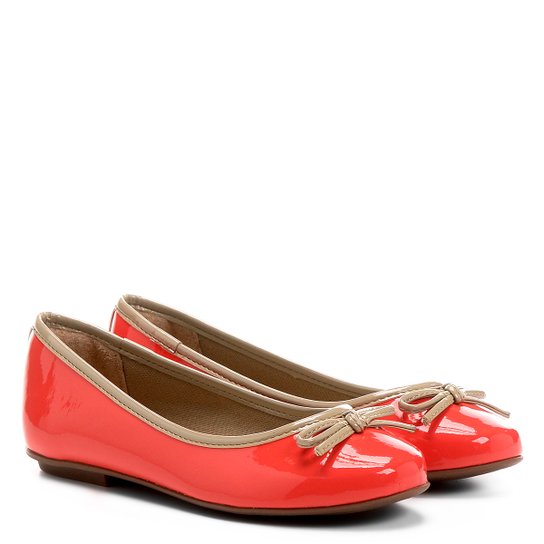 Sapatilha Infantil Shoestock Verniz Feminina - Coral