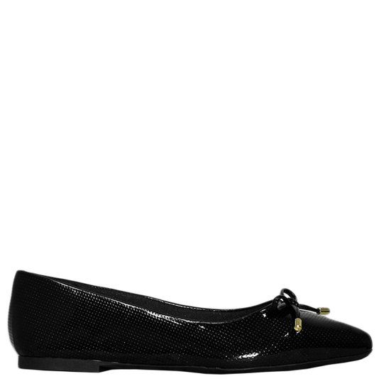 Sapatilha Liszy Verniz Texturizada Feminina - Preto