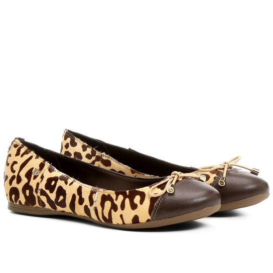 Sapatilha Raphaella Booz Leopardo Lacinho - Café
