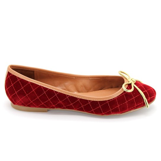 Sapatilha Royalz Veludo Laço - Vermelho