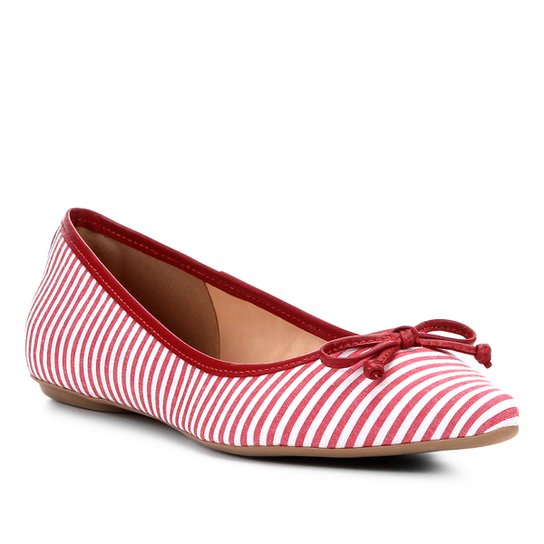 Sapatilha Shoestock Bico Fino Laço Feminina - Vermelho