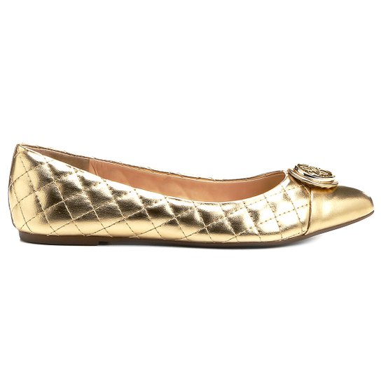 Sapatilha Shoestock Bico Fino Matelassê - Dourado