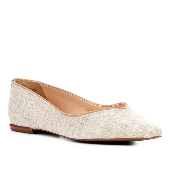 Sapatilha Shoestock Bico Fino Recorte V Feminina - Bege
