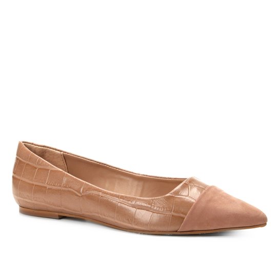 Sapatilha Shoestock Bico Fino Straps Feminina - Nude