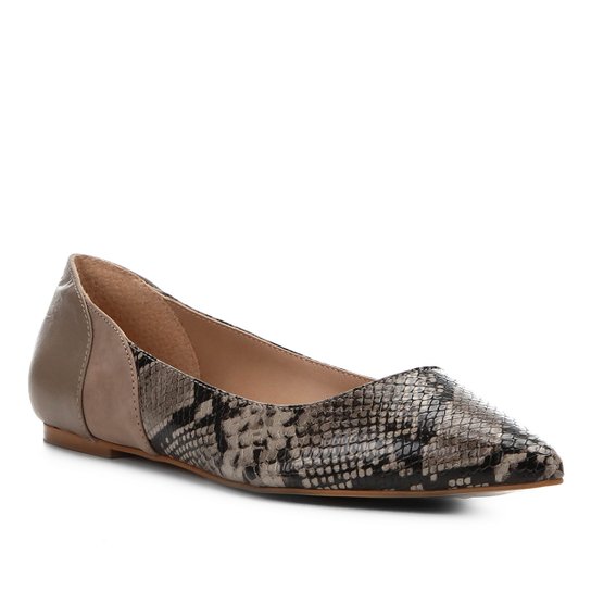 Sapatilha Shoestock Bico Fino Wild Snake Feminina - Cinza