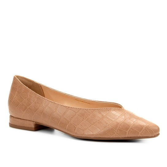 Sapatilha Shoestock Croco High Vamp Feminina - Caramelo