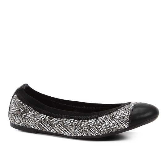 Sapatilha Shoestock Elástico Feminina - Branco+Preto
