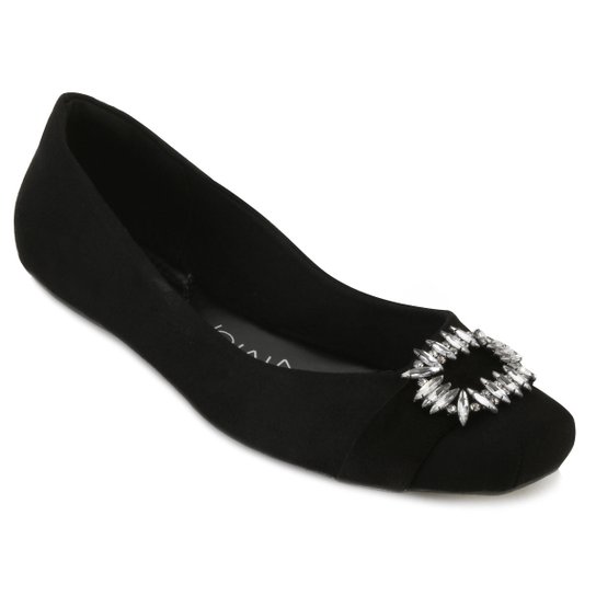 Sapatilha Vivier Bico Quadrado Feminina - Preto