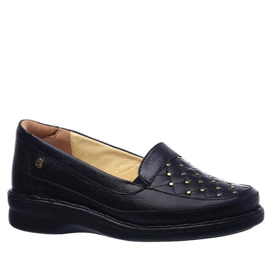 Sapato Conforto Doctor Shoes Morton Couro Feminino - Preto