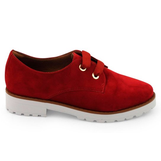 Sapato Oxford Bebecê Tratorado Feminino - Vermelho