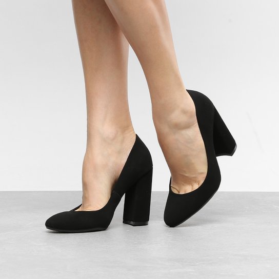 Scarpin Ala Bico Salto Alto Nobuck - Preto