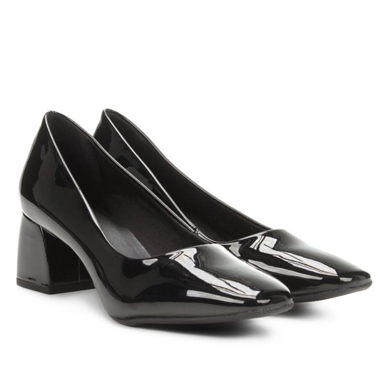 Scarpin Ala Salto Médio Bico Quadrado - Preto