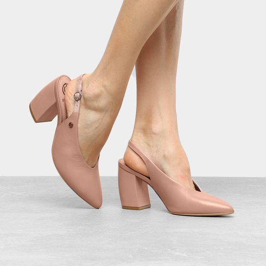 Scarpin Couro Dumond Chanel Salto Vírgula - Nude