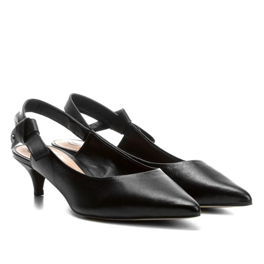 Scarpin Couro Dumond Salto Baixo Chanel - Preto