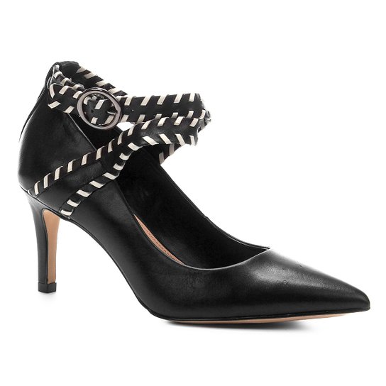 Scarpin Couro Shoestock Salto Alto Nomade Crafts - Preto
