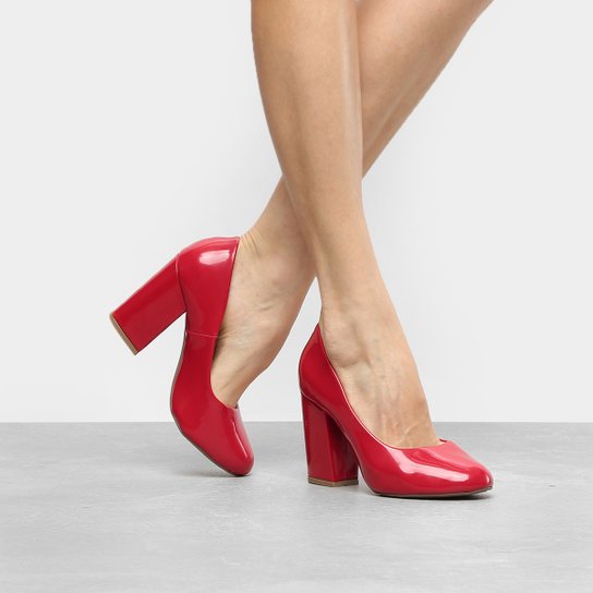Scarpin Griffe Salto Alto Verniz - Vermelho