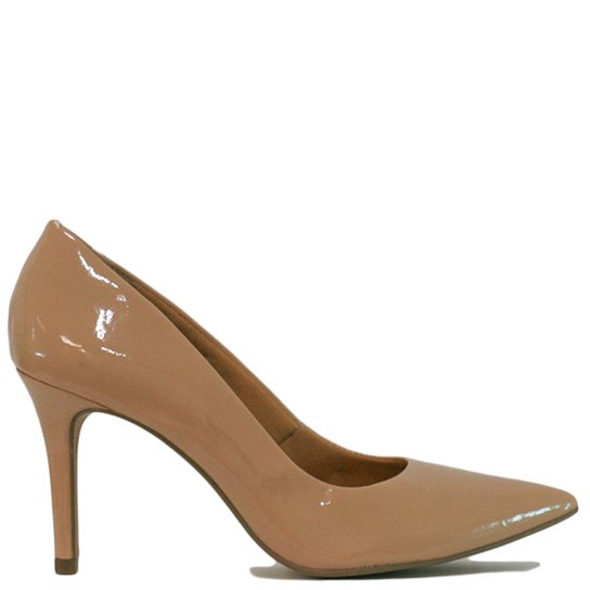 Scarpin Liszy Salto Alto Verniz Feminino - Nude
