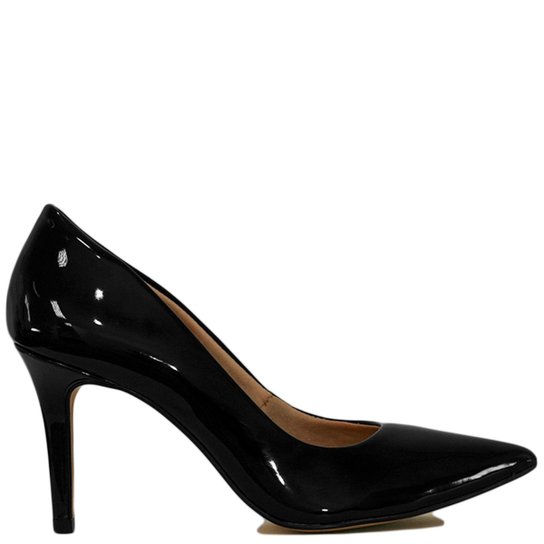 Scarpin Liszy Salto Alto Verniz Feminino - Preto