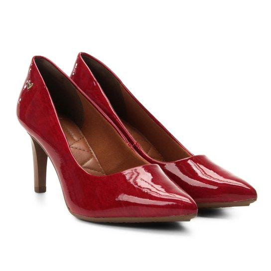 Scarpin Mississipi Salto Alto Verniz Bico Fino - Vermelho Escuro
